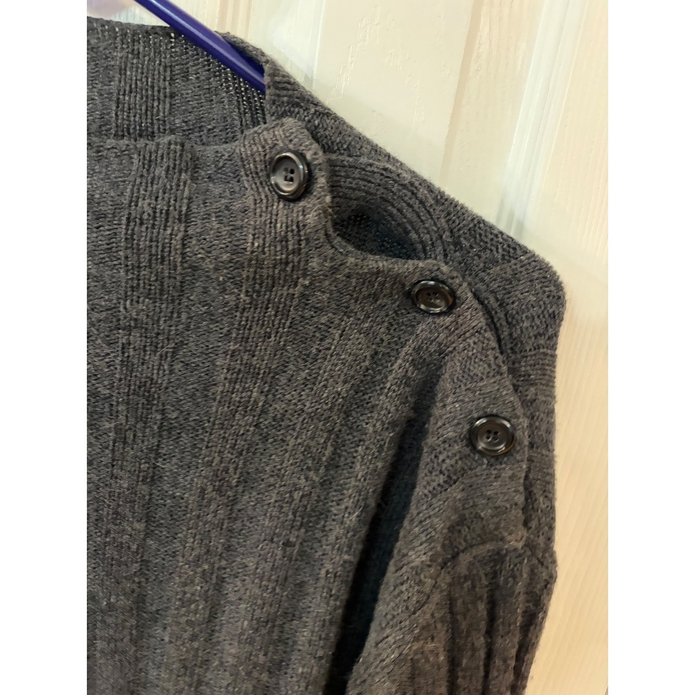 Armani Collezioni Sweater Womens Large Grey Silk Cashmere Ribbed Button Shoulder - Picture 4 of 7